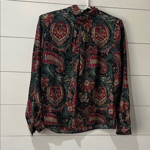 Notations Paisley Blouse in Teal & Burgundy